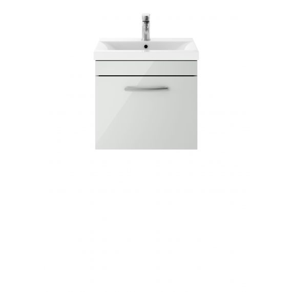 Nuie Athena Gloss Grey Mist 500mm Wall Hung Cabinet & Basin 3