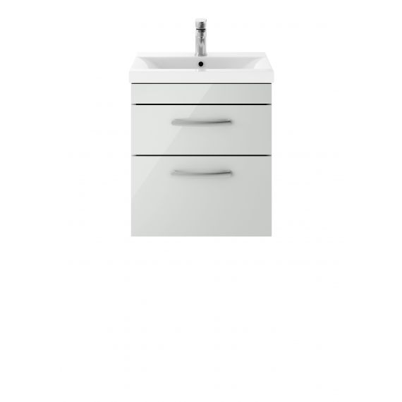 Nuie Athena Gloss Grey Mist 500mm Wall Hung Cabinet & Basin 2