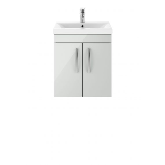 Nuie Athena Gloss Grey Mist 500mm Wall Hung Cabinet & Basin 1