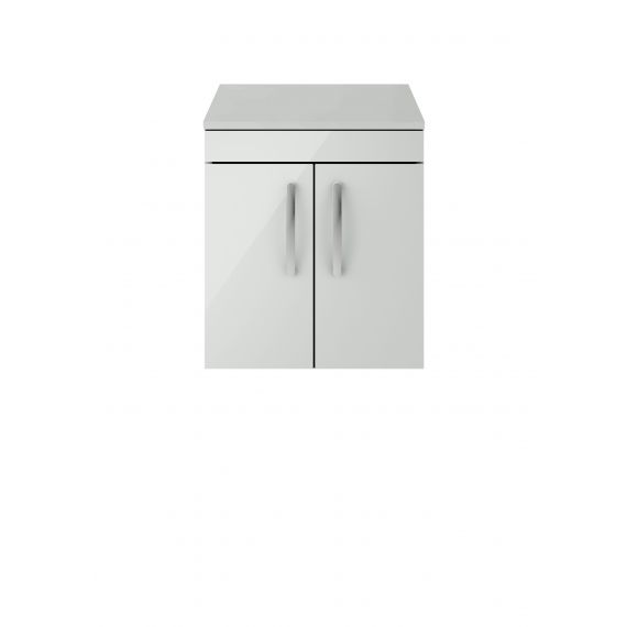 Nuie Athena Gloss Grey Mist 500mm Wall Hung Cabinet & Worktop