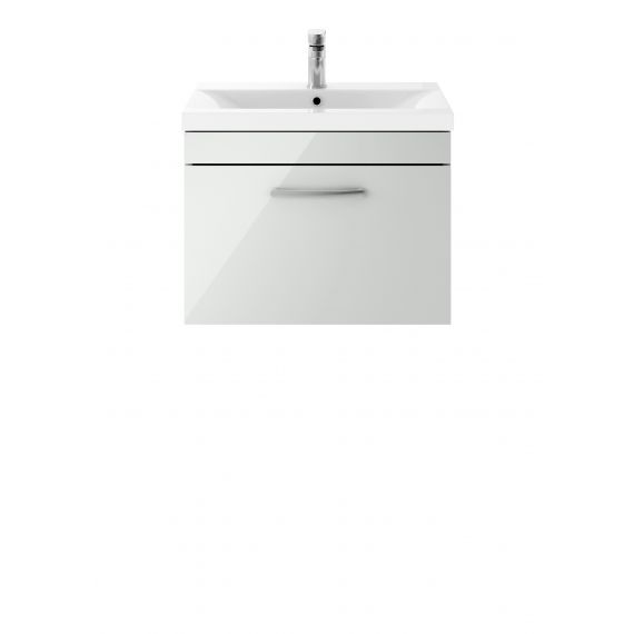 Nuie Athena Gloss Grey Mist 600mm Wall Hung Cabinet & Basin 2