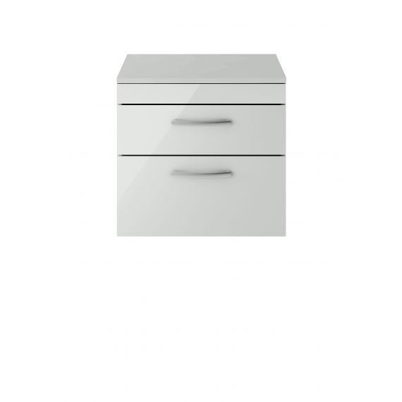 Nuie Athena Gloss Grey Mist 600mm Wall Hung Cabinet & Worktop