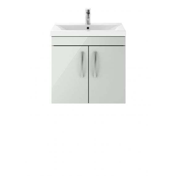 Nuie Athena Gloss Grey Mist 600mm Wall Hung Cabinet & Basin 1