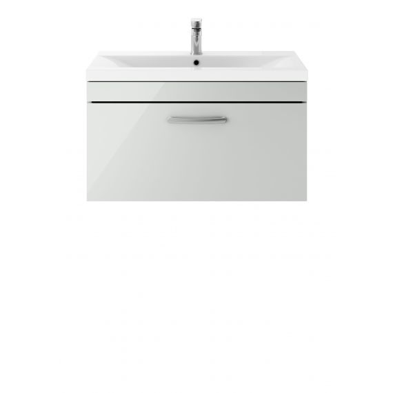 Nuie Athena Gloss Grey Mist 800mm Wall Hung Cabinet & Basin 3