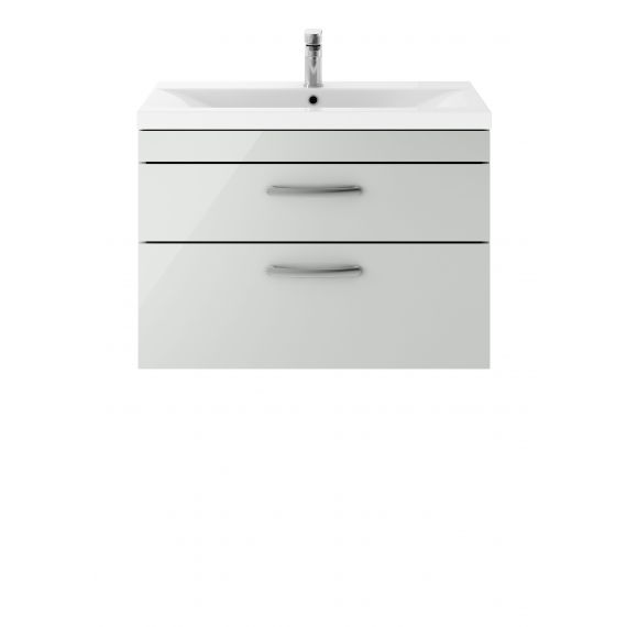 Nuie Athena Gloss Grey Mist 800mm Wall Hung Cabinet & Basin 1