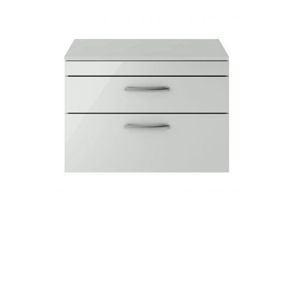Nuie Athena Gloss Grey Mist 800mm Wall Hung Cabinet & Worktop