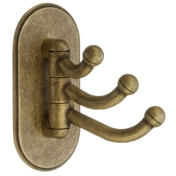 Smedbo Beslagsboden Antique Brass Swing Arm Triple Hook