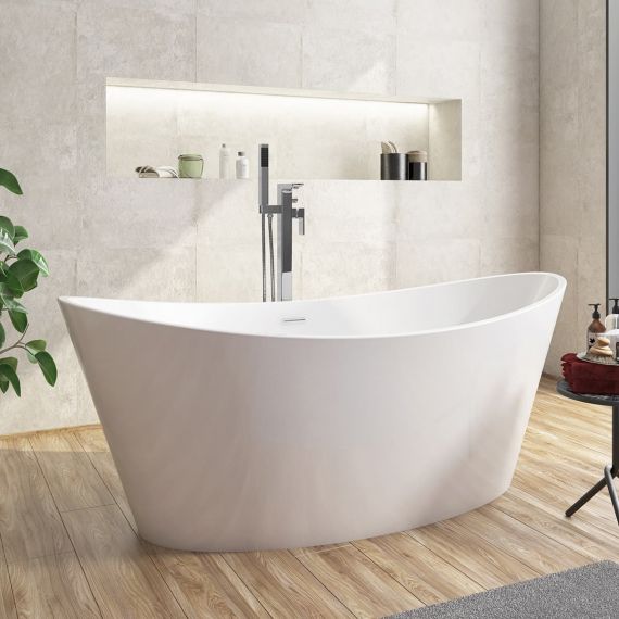 Scudo Aruba 1700 x 800 Freestanding Bath White Including Chrome Waste