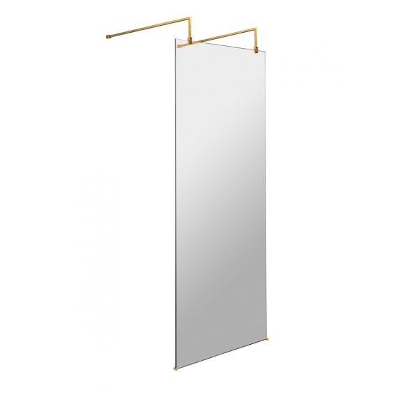 Hudson Reed Brushed Brass Free Standing Wetroom Glass Panel 700mm 