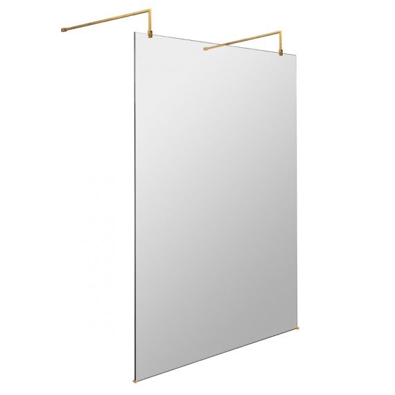 Hudson Reed Brushed Brass Free Standing Wetroom Glass Panel 1400mm 