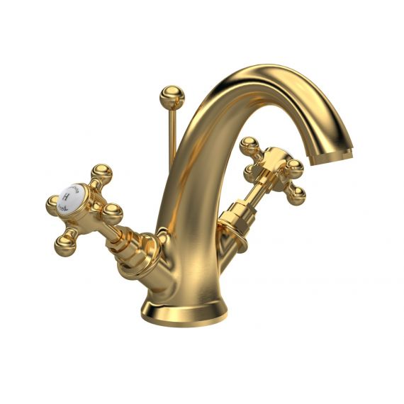 Hudson Reed Topaz Brushed Brass Traditional Mono Basin Mixer & Pop Up Waste 