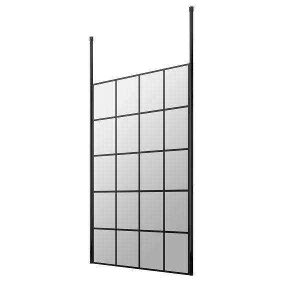 Hudson Reed 1100mm Black Framed Screen With Ceiling Posts