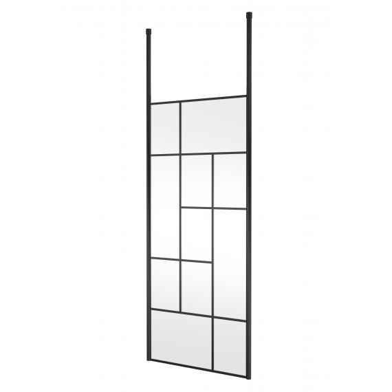 Hudson Reed 900mm Abstract Frame Wetroom Screen with Ceiling Posts Matt Black BFCPB090