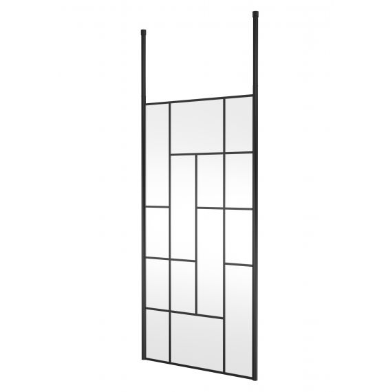 Hudson Reed 1000mm Abstract Frame Wetroom Screen with Ceiling Posts Matt Black BFCPB10