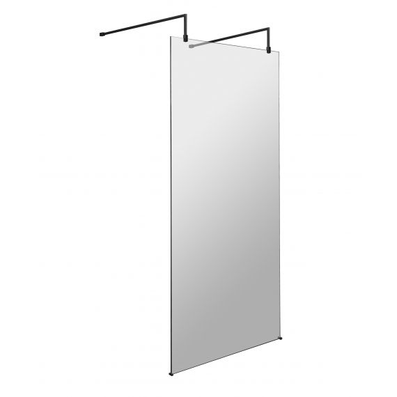 Hudson Reed 900mm Wetroom Screen with Black Support Arms and Feet