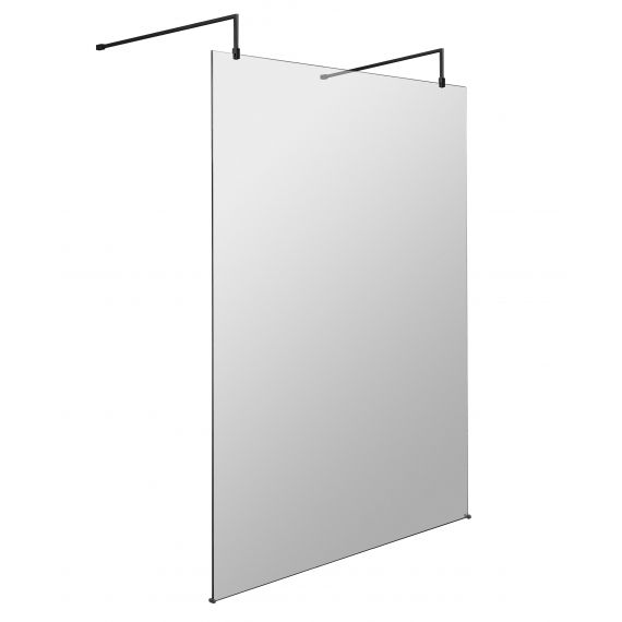 Hudson Reed 1400mm Wetroom Screen with Black Support Arms and Feet