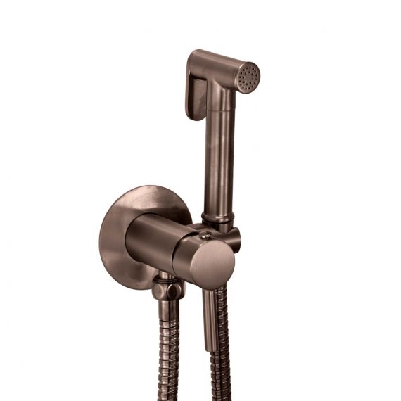Scudo Douche Handset With Hose Holder And Elbow Outlet Brushed Bronze