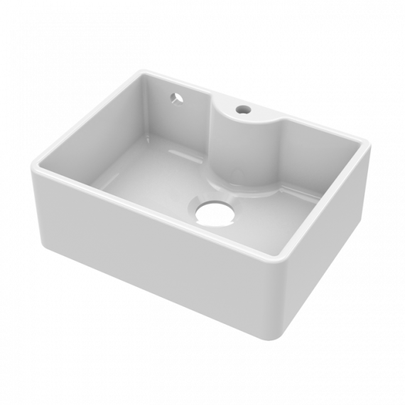 Nuie Butler 595mm Single Bowl Fireclay Sink With Tap Hole And Overflow