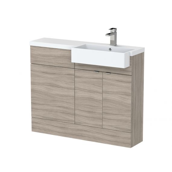 Hudson Reed Driftwood 1100mm Combination Unit & Right Hand Semi Recessed Basin