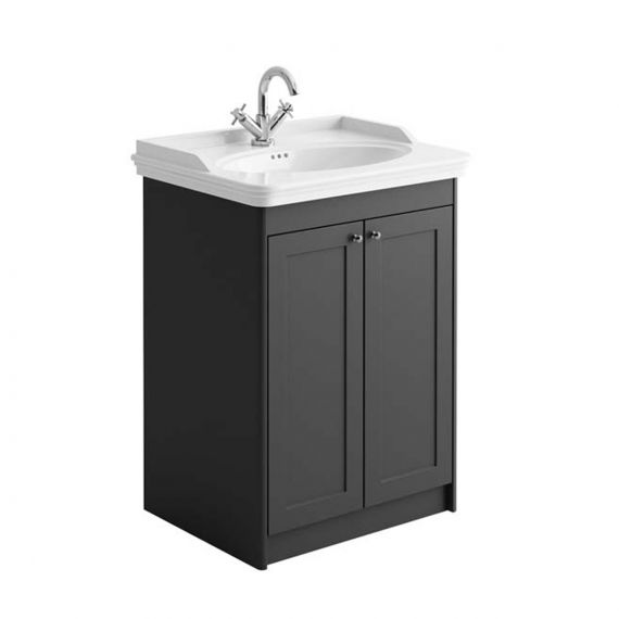 Scudo Classica Charcoal Grey Vanity Unit 600mm With 1 TH Basin