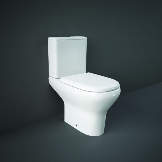 RAK-Compact Close Coupled Open Back Comfort Height 45cm WC Pan, Cistern and Soft Close Seat