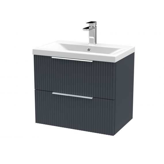 Hudson Reed 600mm Wall Hung 2 Drawer Vanity & Basin 1 Satin Anthracite DFF1493A