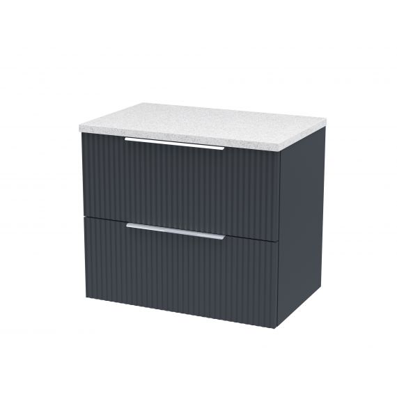 Hudson Reed 600mm Wall Hung 2 Drawer Vanity & Laminate Top Satin Anthracite DFF1493LSW