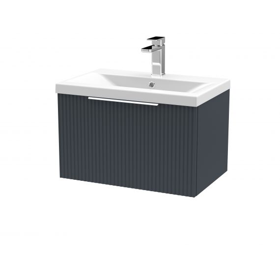 Hudson Reed 600mm Wall Hung Single Drawer Vanity & Basin 1 Satin Anthracite DFF1494A
