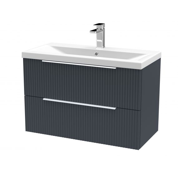 Hudson Reed 800mm Wall Hung 2 Drawer Vanity & Basin 1 Satin Anthracite DFF1495A