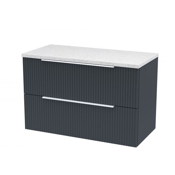 Hudson Reed 800mm Wall Hung 2 Drawer Vanity & Laminate Top Satin Anthracite DFF1495LSW