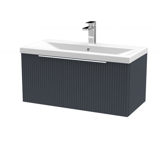 Hudson Reed 800mm Wall Hung Single Drawer Vanity & Basin 1 Satin Anthracite DFF1496A