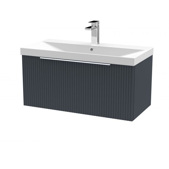 Hudson Reed 800mm Wall Hung Single Drawer Vanity & Basin 3 Satin Anthracite DFF1496D