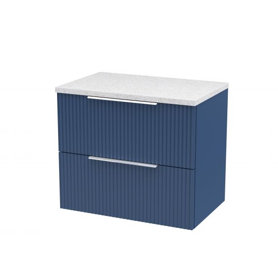Hudson Reed 600mm Wall Hung 2 Drawer Vanity & Laminate Top Satin Blue DFF393LSW