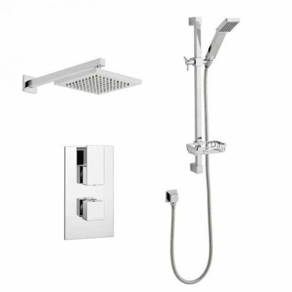 Kartell Element Thermostatic Concealed Shower With Adjustable Slide Rail Kit And Overhead Drencher