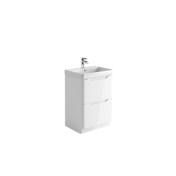 Scudo Ella 600mm Floor Mounted Gloss White Vanity Unit With Basin