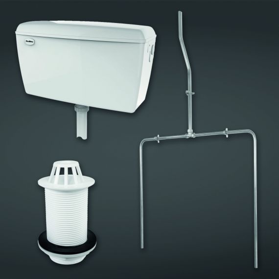 RAK Exposed Urinal Auto Cistern 9.0l Capacity complete with Sparge Pipe Sets, Top Inlet Spreader and Urinal Waste  suitable for 2 Urinals