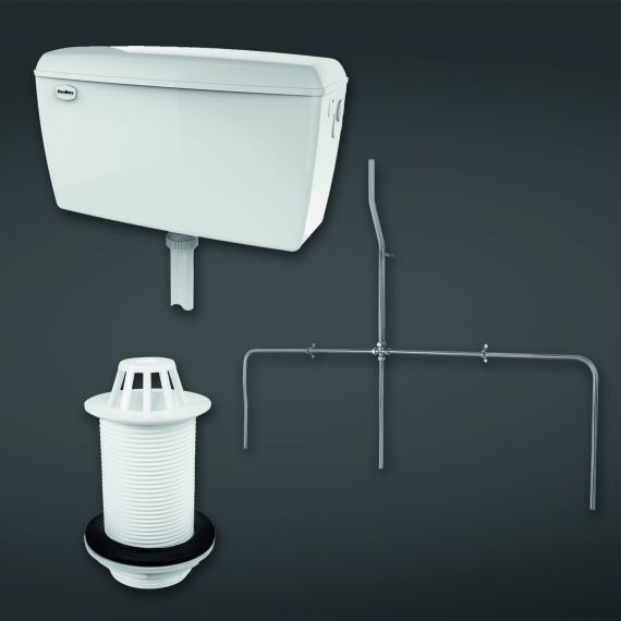 Exposed Urinal Auto Cistern 13.5l Capacity complete with Sparge Pipe Sets, Top Inlet Spreader and Urinal Waste  suitable for 3 Urinals