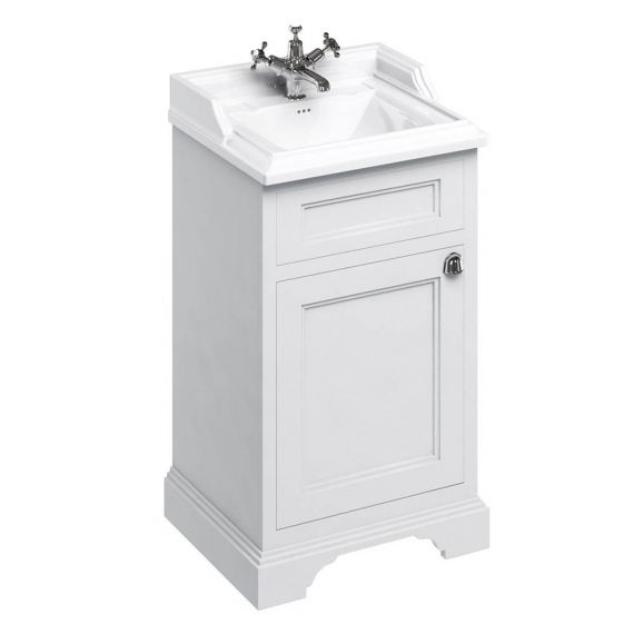 Burlington 50cm Vanity Unit One Door White with 1 tap hole Basin
