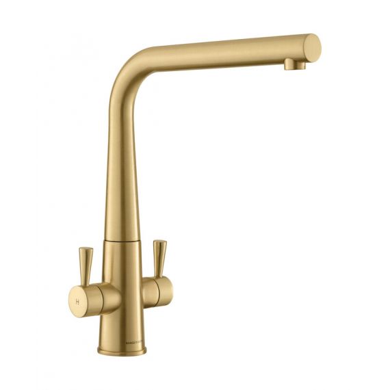 Rangemaster Conical Brushed Brass Dual Lever Kitchen Tap