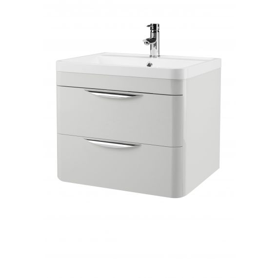 Nuie Parade Gloss Grey Mist 600mm Wall Hung Cabinet & Basin