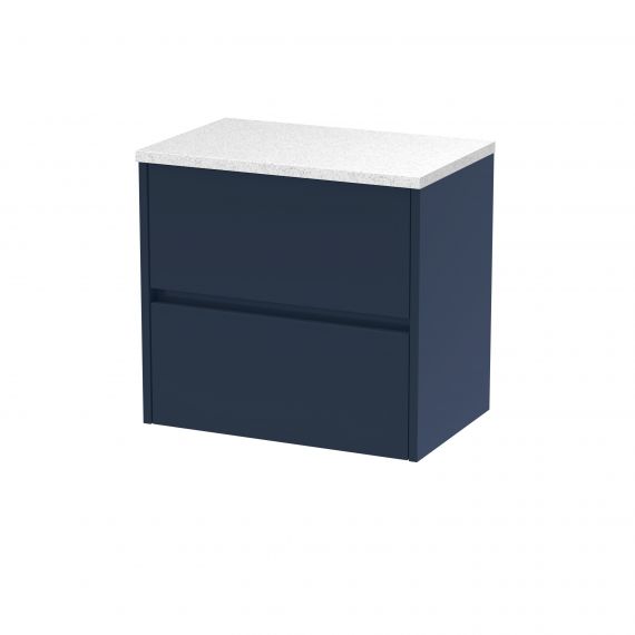 Hudson Reed 600mm Wall Hung 2 Drawer Unit & Worktop Electric Blue HAV1704LSW