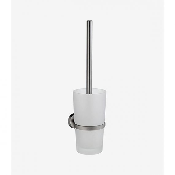 Smedbo Home Wall Mounted Toilet Brush With Container Brushed Chrome
