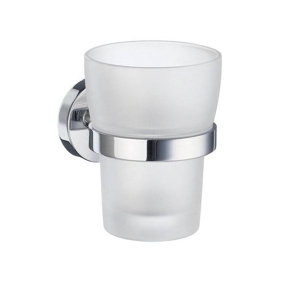Smedbo Home Holder with Frosted Glass Tumbler Brushed Chrome HS343