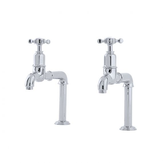 Perrin & Rowe Mayan Cross Top Bibcock Taps and Stands Chrome