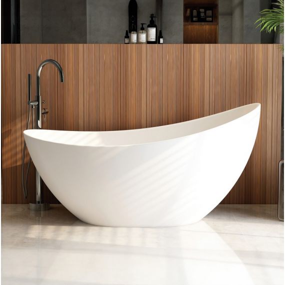 Imex 1600mm Arco Freestanding Slipper Bath Including White Dome Bath Waste - White - IM616