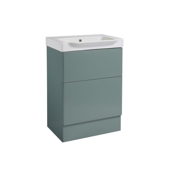 Roper Rhodes Academy 600 Freestanding Basin Unit with Double Drawer - Agave Gloss