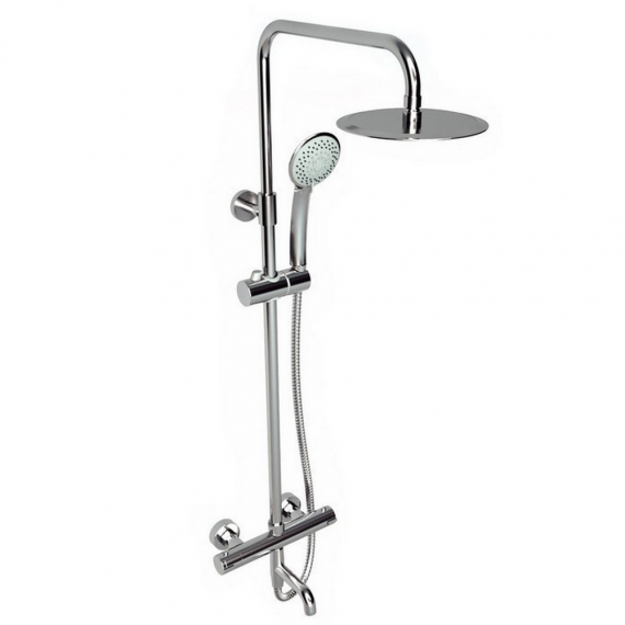 Kartell Plan Round Thermostatic Bar Shower With Overhead Drencher, Sliding Handset And Bath Filler Spout