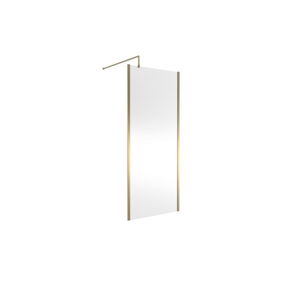 Hudson Reed 900mm Outer Framed Wetroom Screen with Support Bar Brushed Brass WRSOBB90