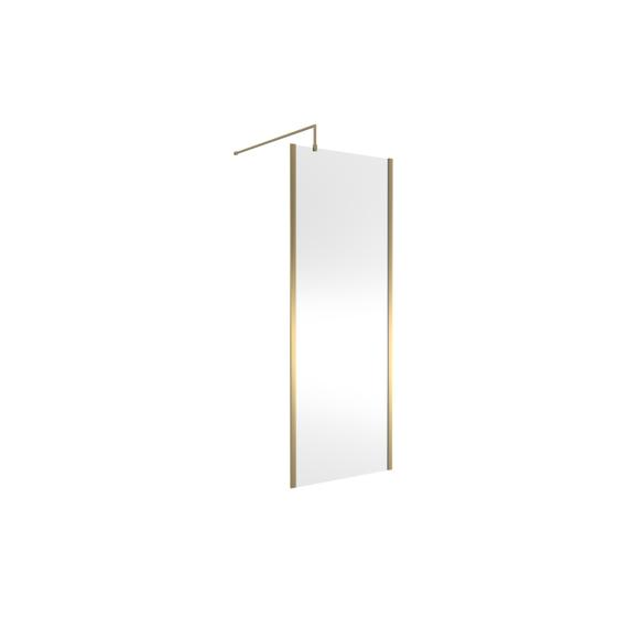Hudson Reed 800mm Outer Framed Wetroom Screen with Support Bar Brushed Brass WRSOBB80