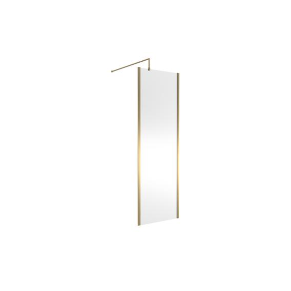 Hudson Reed 700mm Outer Framed Wetroom Screen with Support Bar Brushed Brass WRSOBB70